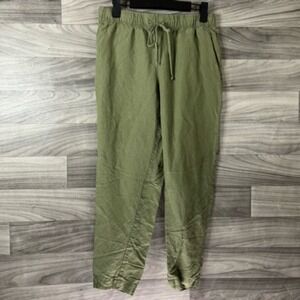 A New Day Womens Joggers Green High Rise‎ Pull On Pockets Linen Blend Pants XS